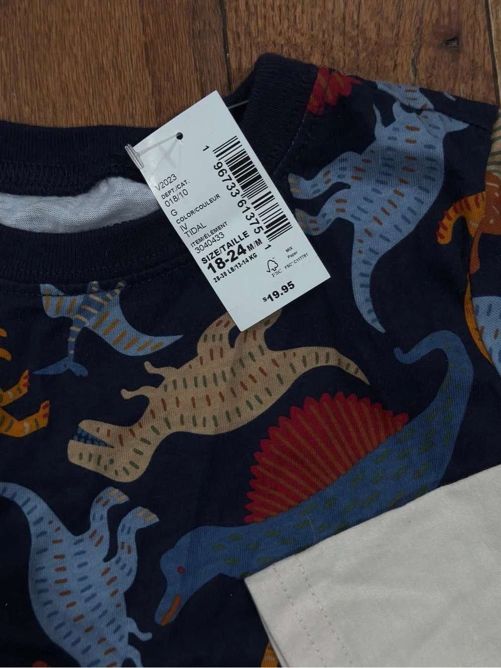 Children’s Place Kids Long-Sleeve Navy Dinosaur Print Layered-Look Shirt 18-24M